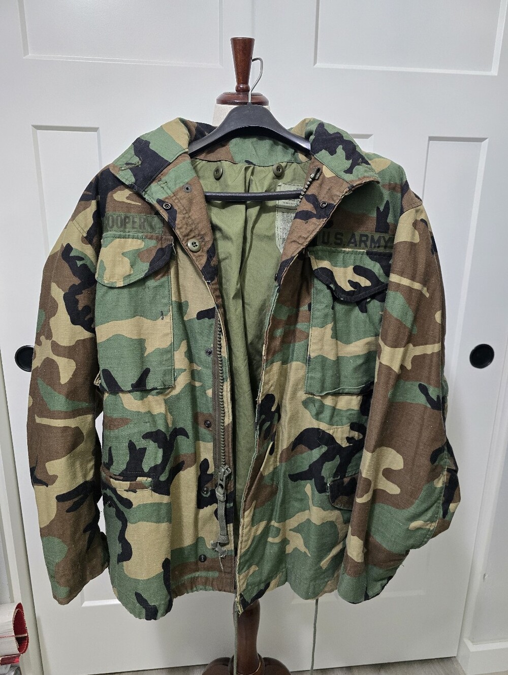 Vintage 1991 US Army M-65 Woodland Camo Field Jacket - Medium Short